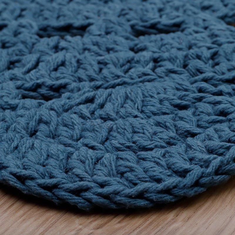 Alfombra Algodón Crochet Alma Azul - Nanetes
